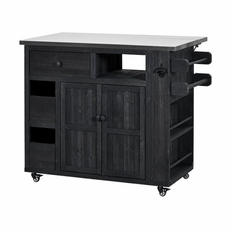 ELEMENT ACE Extendable Solid Wood Outdoor Kitchen Island Grill Table With Storage Drawers Spice Rack For Backyard BBQ And Meal Prep image number 0