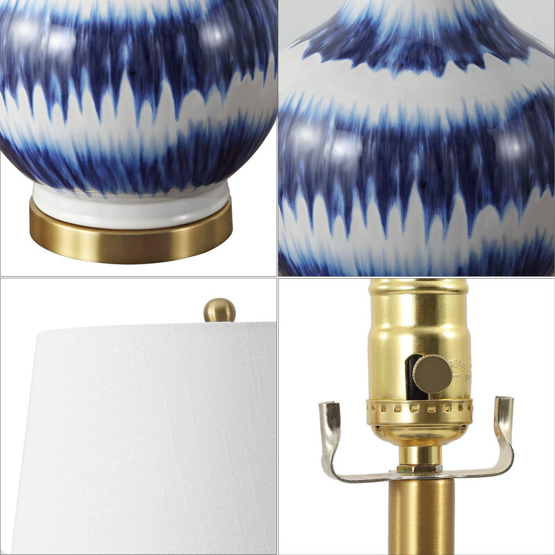 Tucker Striped Ceramicmetal LED Table Lamp