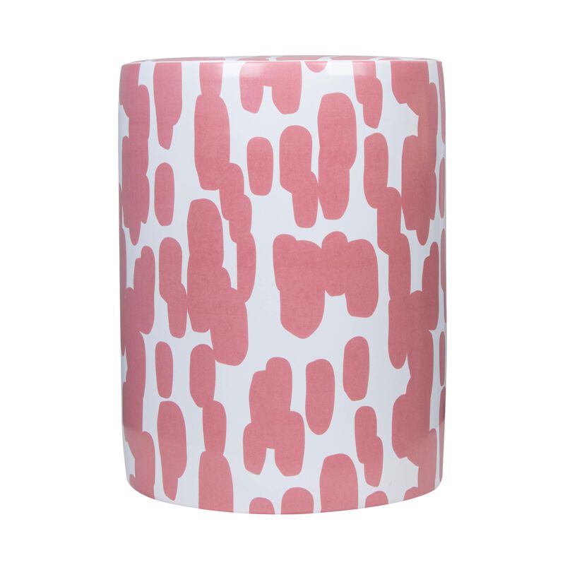 Taurus Ceramic Stool in Pink Strokes Print