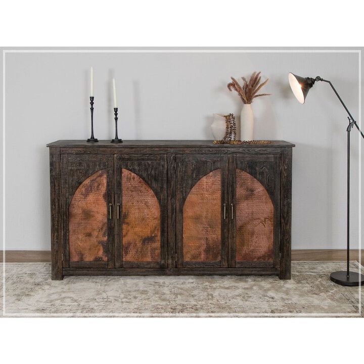 Crafter and Weavers Mystic Pine Wood and Copper Console Cabinet