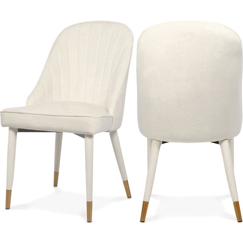 Meridian Furniture Belle Cream Velvet Dining Chair, Set of 2