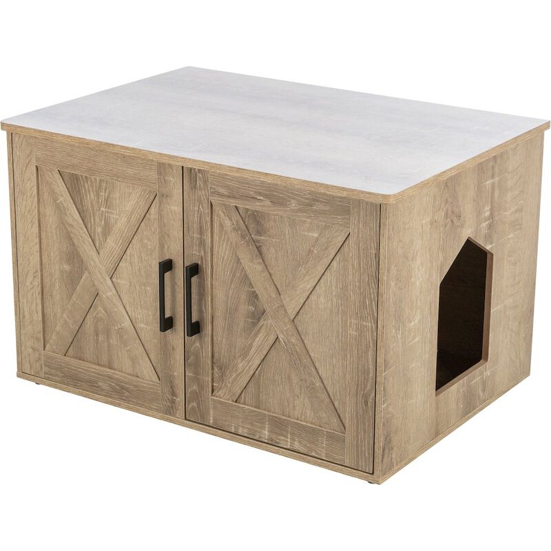 TRIXIE XL Farmhouse Litter Box Enclosure, Hidden Litter Box Cabinet or End Table image number 0