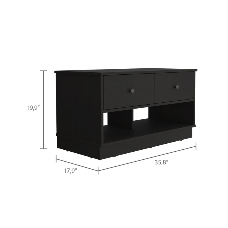Streamdale Willamette Rectangle 2-Shelf 2-Drawer Storage Bench Black Wengue image number 6