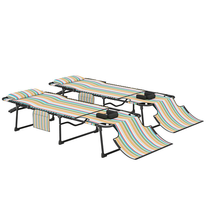 Hivvago Poolside Folding Chaise Lounge Chairs with Storage Pocket - Set of 2