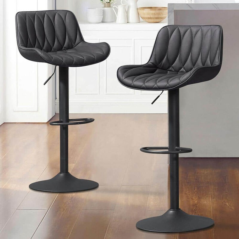 Swivel Bar Stools Set of 2, Upholstered Counter Height Bar Stools with Back and Footrest, 360 Degree Swivel Kitchen Island Chairs, Modern Barstools for Kitchen Counter, Home Bar, Dining image number 3