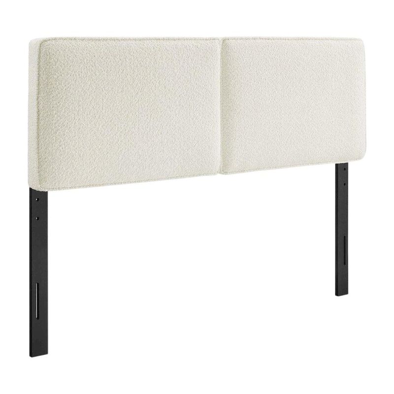 Boucle Fabric Queen Headboard in Neutral Tone, Plush Upholstery, Sturdy Frame image number 0