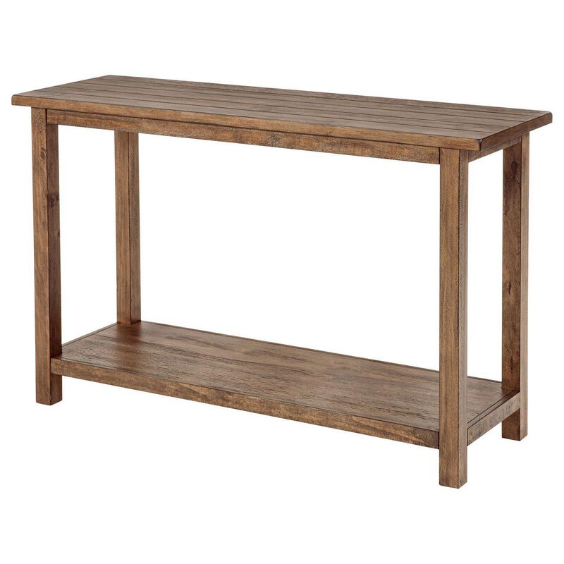 Ayne Console Table, 1 Shelf, Distressed Brown Wood Frame, 47 Inch