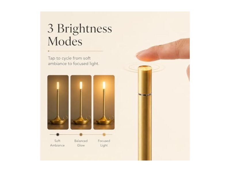 Rechargeable Dimmable LED Vintage Desk Lamp For Bedroom Nightstand Desk image number 3