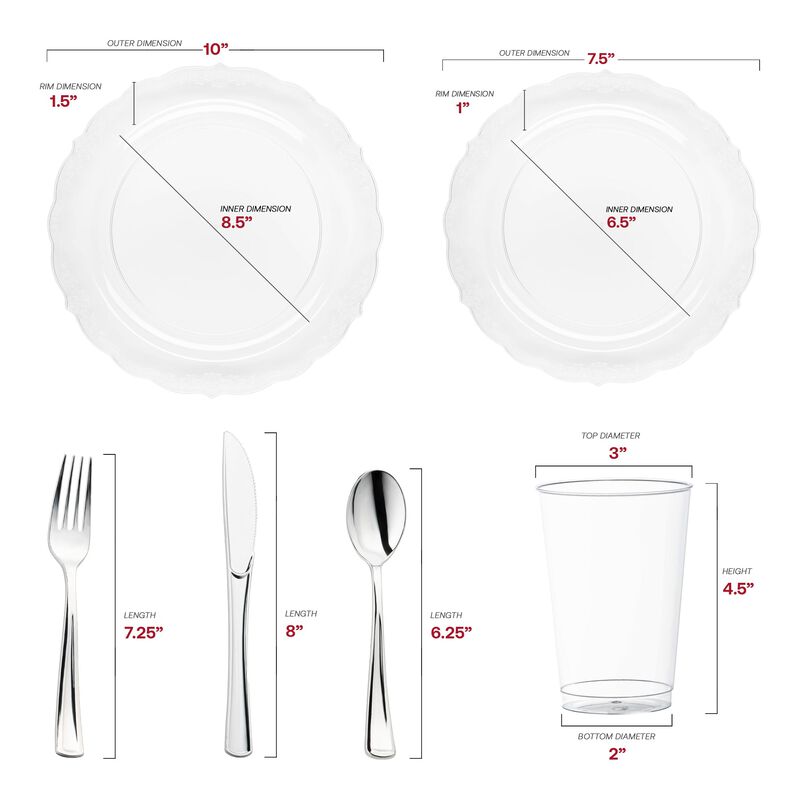 Clear Vintage Round Plastic Wedding Value Set (30 Sets) image number 2