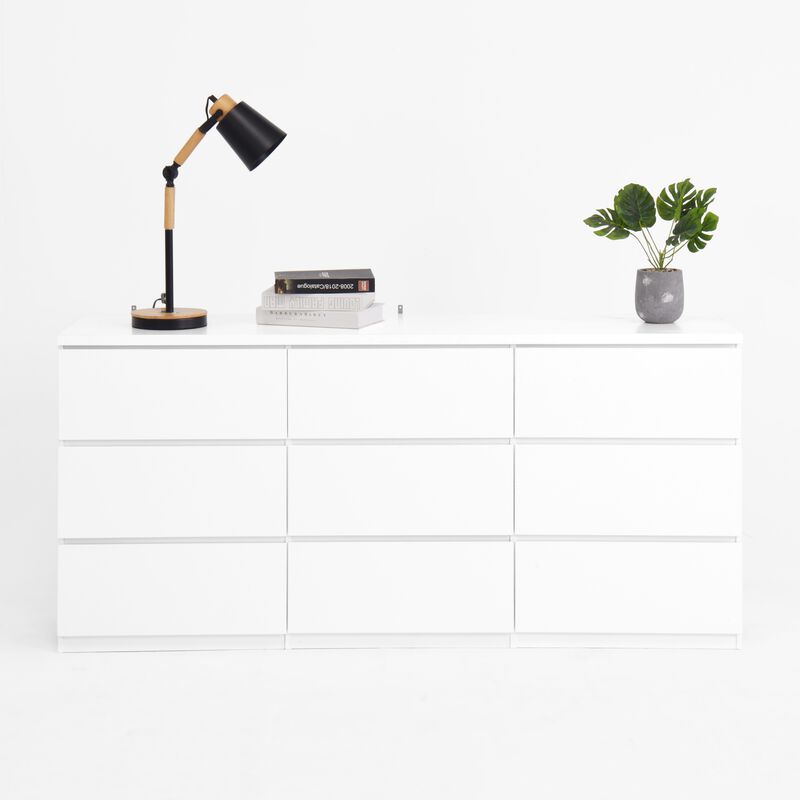 9 Drawer Dresser, Modern Wood Chest of Drawers with Handleless Design, Wide Storage Cabinet for Bedroom, Living Room, Entryway image number 0