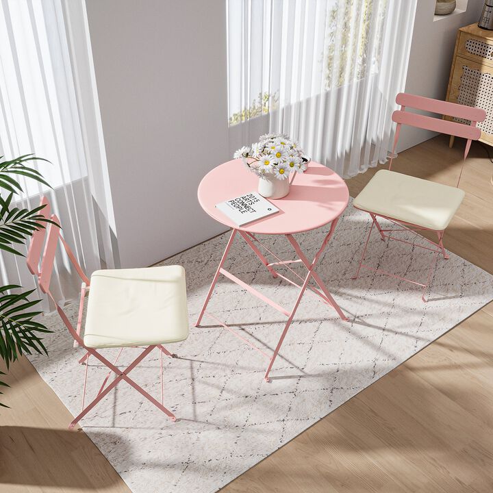 3 Pieces Patio Bistro Balcony Metail Chair Table Set