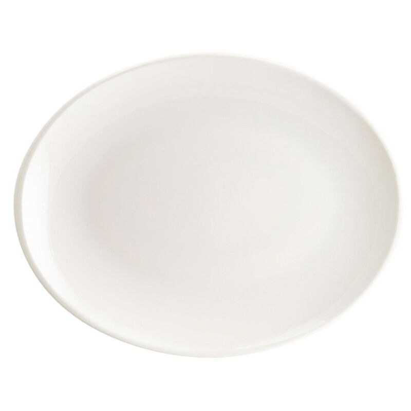 Moove 14.25" x 11" x h:1.25" Oval Warm White Porcelain Platter