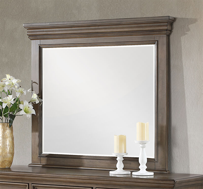 Stirling 44 in. W x 38 in. H Rectangle Wood Frame Gray Dresser Mirror image number 4