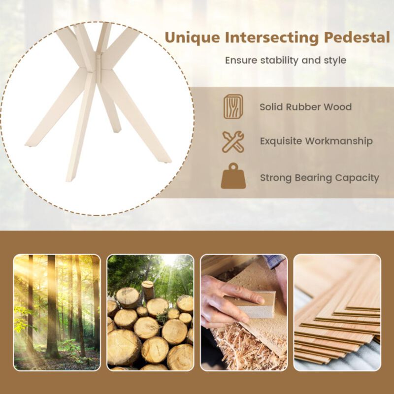 Hivvago 36-Inch Mid Century Modern Kitchen Table with Faux Marble Tabletop and Solid Rubber Wood Legs