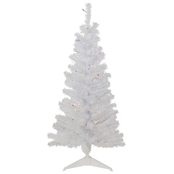4' Pre-lit Rockport White Pine Artificial Christmas Tree  Multi Lights
