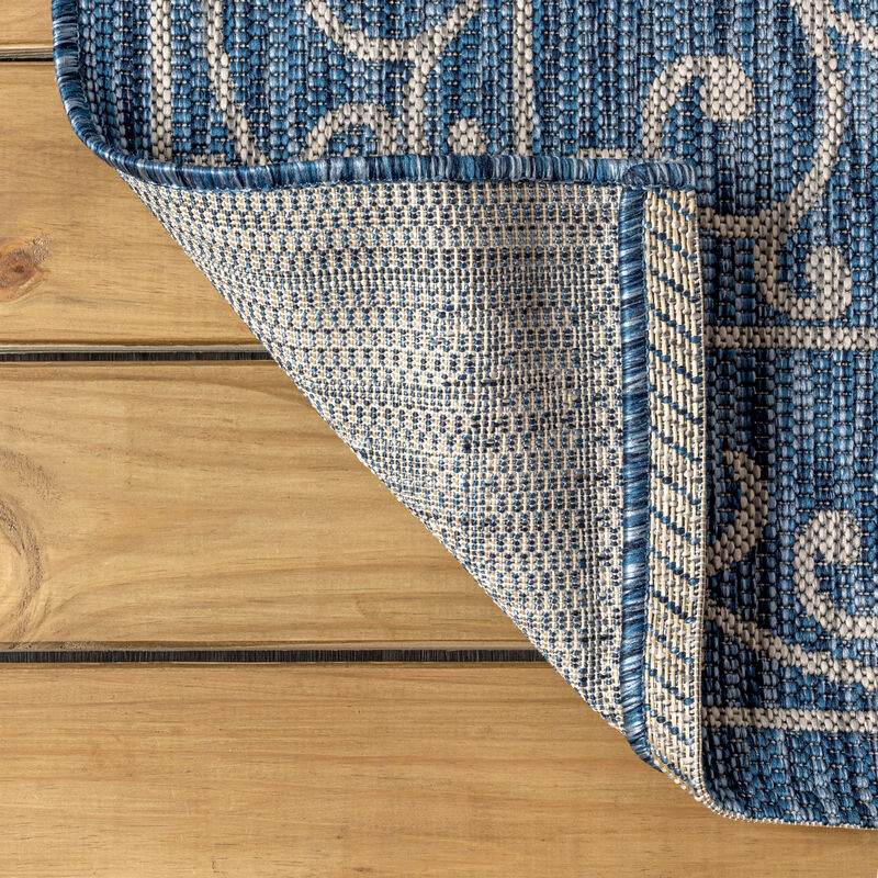 Charleston Vintage Filigree Textured Weave Round Indoor/Outdoor Area Rug