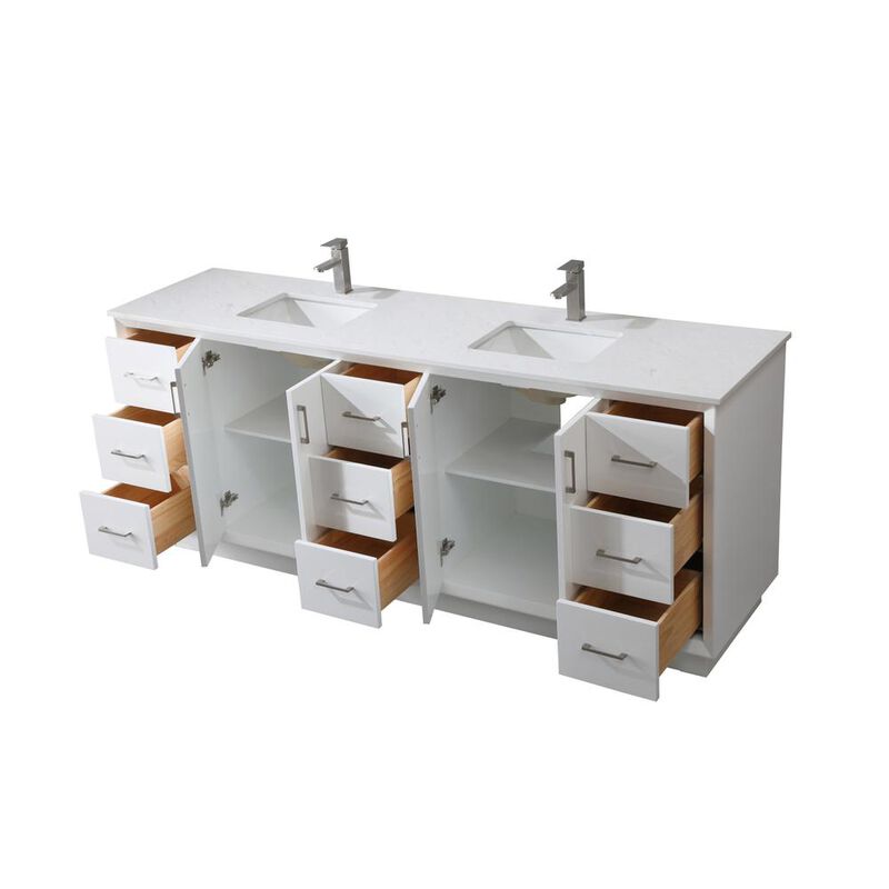 Elegant Kitchen and Bath 84 Inch Double Bathroom Vanity In White