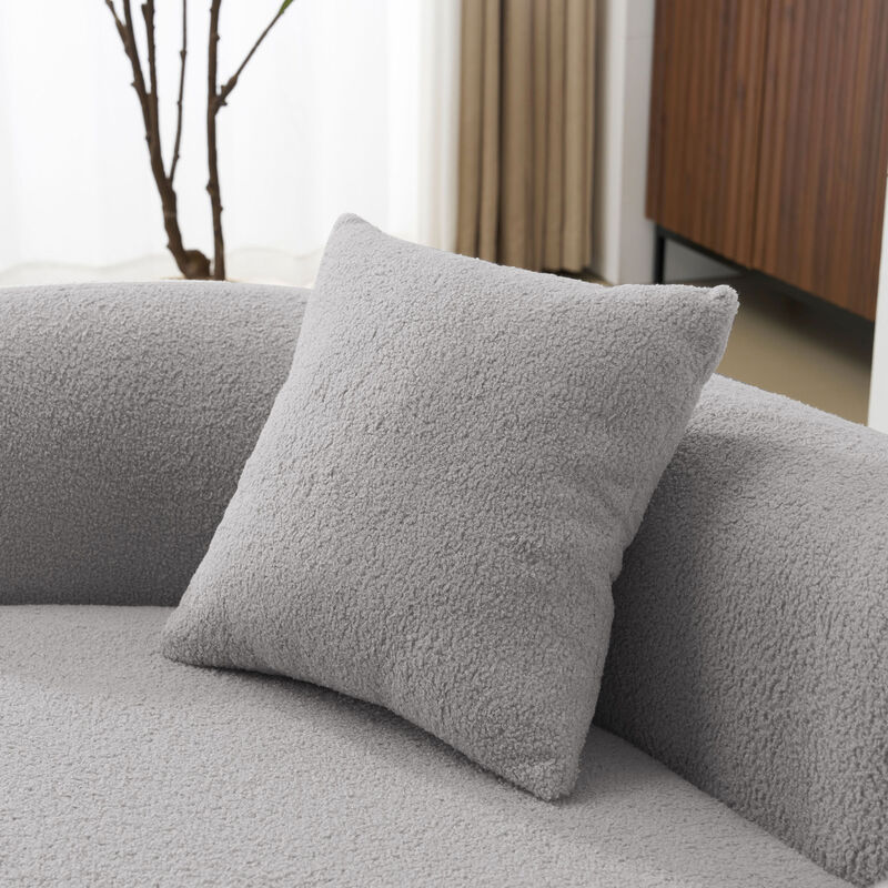 GOODSILO Curved Compact Sofa with Teddy Velvet Upholstery and Medium-Firm Cushion Support image number 9