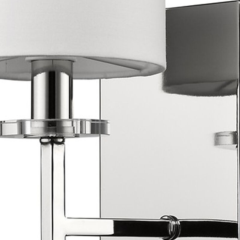 Hivvago Minimalist Silver Wall Sconce with Fabric Shade