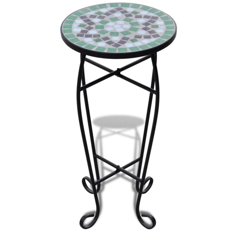 vidaXL Mosaic Side Table Plant Table Green White
