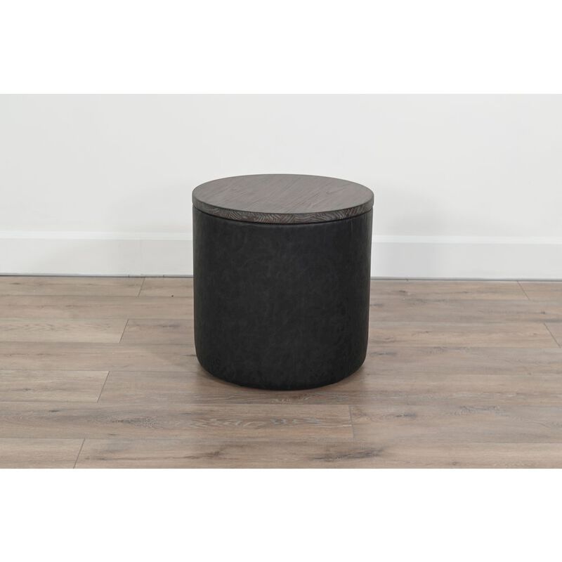 Sunny Designs Modern Round Storage Ottoman with Wood Lid image number 2