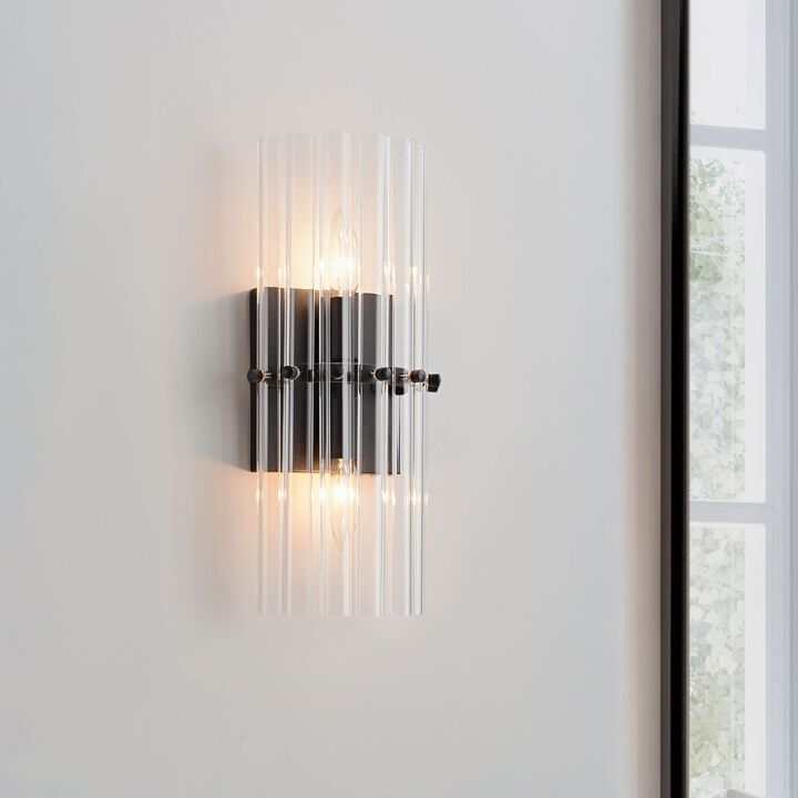 Clara 2-Light Black Crystal Glass Bar Wall Sconce