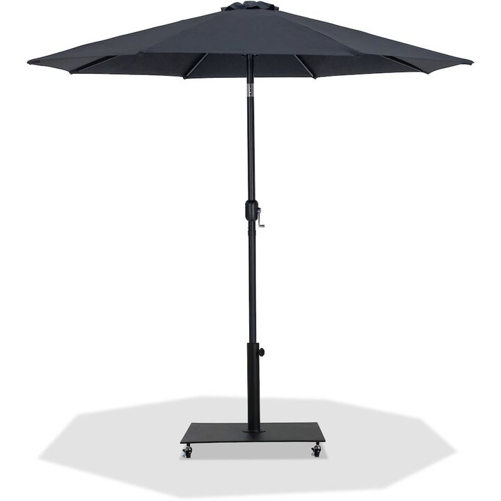 Meridian Furniture Fiji Black Fabric / Matte Black Aluminum Patio Umbrella with Base Sets