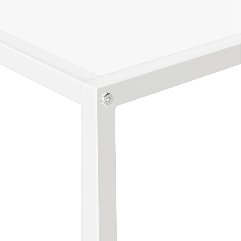 Monarch Specialties I 2160 Accent Table, Console, Entryway, Narrow, Corner, Living Room, Bedroom, Metal, Laminate, White, Contemporary, Modern