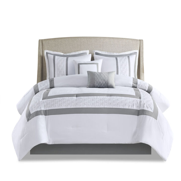 Gracie Mills Aguilar 8-Piece Embroidered Hotel-Style Comforter Set