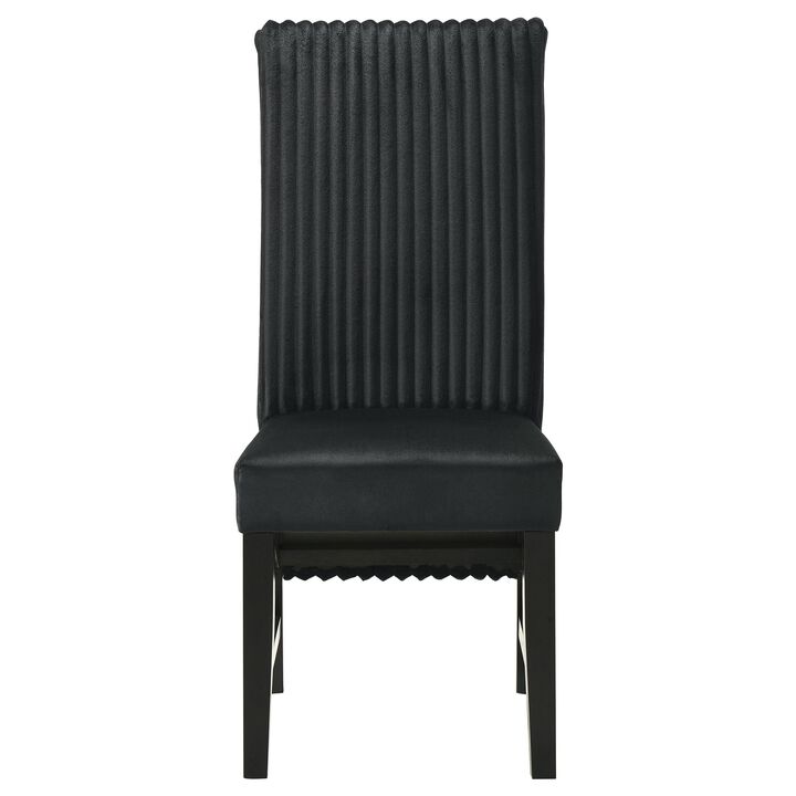 Ranna Dining Chair Set of 2, Black Velvet Foam Cushions, Hardwood - Benzara