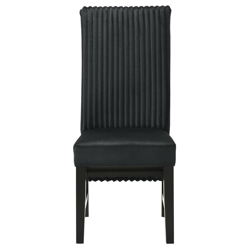 Ranna Dining Chair Set of 2, Black Velvet Foam Cushions, Hardwood - Benzara