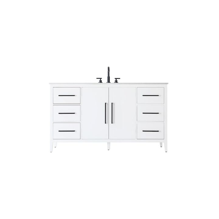Elegant Kitchen and Bath 60 Inch Single Bathroom Vanity In White