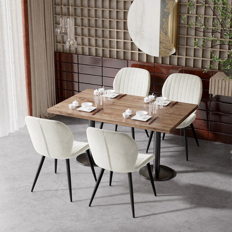 Modern Ribbed Suede Upholstered Dining Chair Set of 4 image number 4