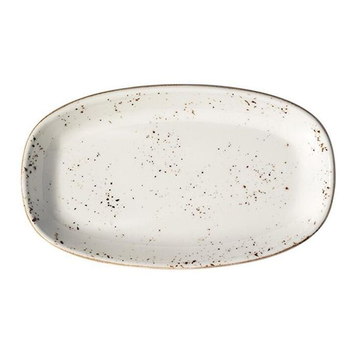Grain 9.5" x 5.5" x h:1.25" Oval Decorated Porcelain Platter (Set of 2)