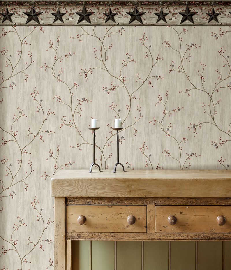 Justine Light Grey Berry Trail Wallpaper image number 2