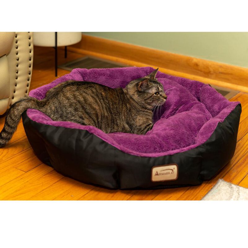 Armarkat Large, Soft Cat Bed In Purple And Black