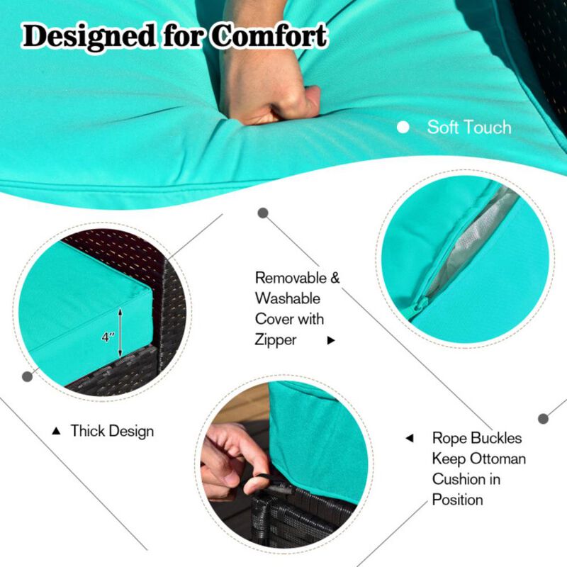 Hivvago 9 Pieces Outdoor Wicker Sectional with 35 Inch Gas Fire Pit Table