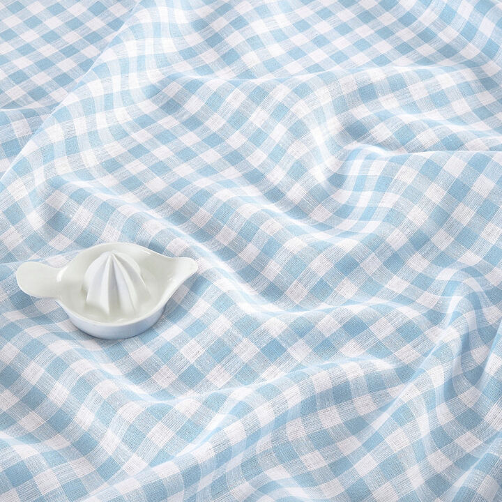 Solino Home Gingham Check 100% Linen Table Throw &ndash; Handcrafted, Machine Washable, Perfect for Holiday and Everyday Dining