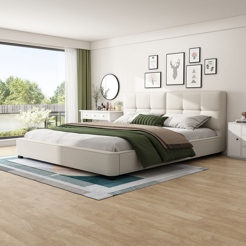 Merax Modern Platform Bed with Plush Velvet Upholstery & Tufted Headboard