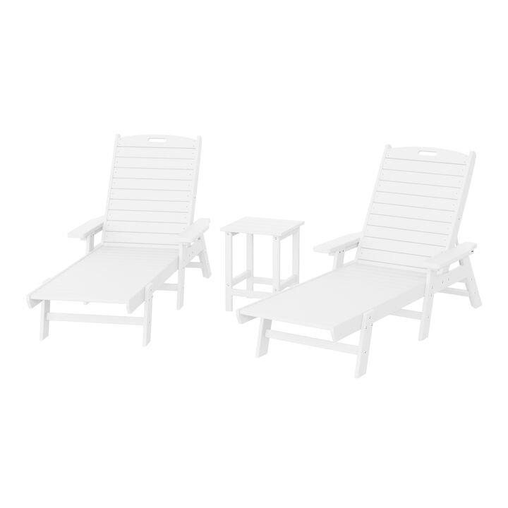 WestinTrends Poly Reclining Chaise Lounge Set With Table