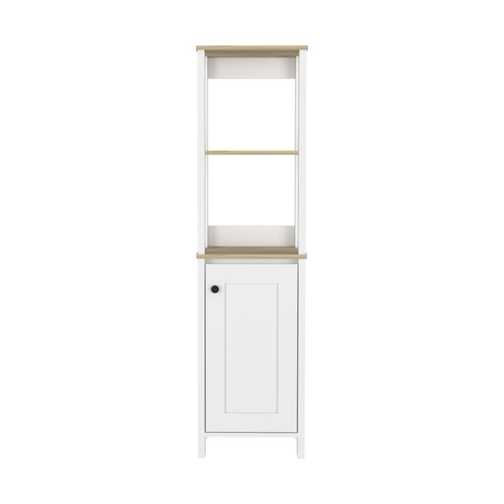 Hanover 4-Shelf Linen Cabinet Light Oak and White