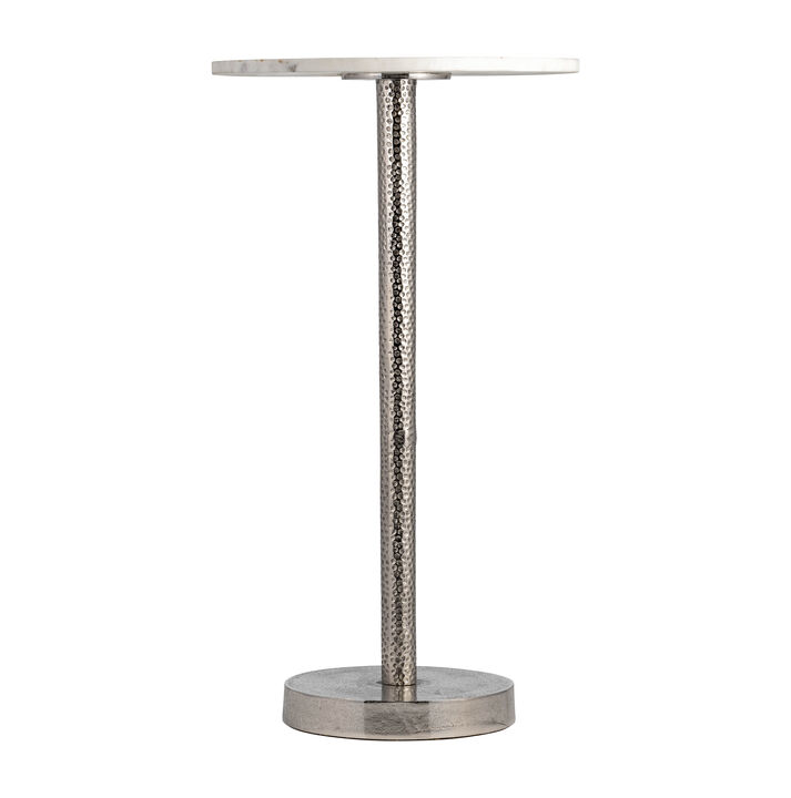 Silver Round Drink Table with Flat Base