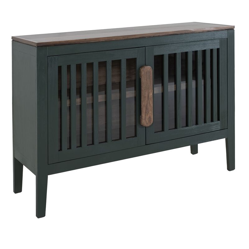 Maltie Sideboard Console Cabinet, 2 Doors, Forest Green Wood, 54 Inch - Benzara image number 0
