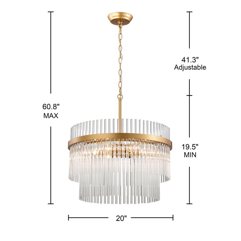 Clio Glossy Bronze Two-Tier Crystal Glass Bar Round Chandelier image number 2