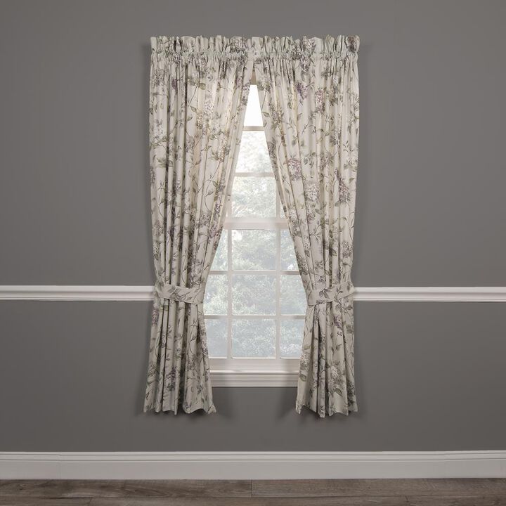 Ellis Curtain Abigail High Quality Window Rod Pocket Panel Pairs With 2 Tie Backs - 2-Piece - 90x84", Porcelain