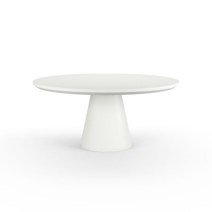 Pedestal Dining Table, Bone Finish