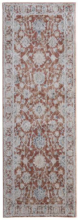 HomeRoots Floral Distressed Runner Rug With Fringe