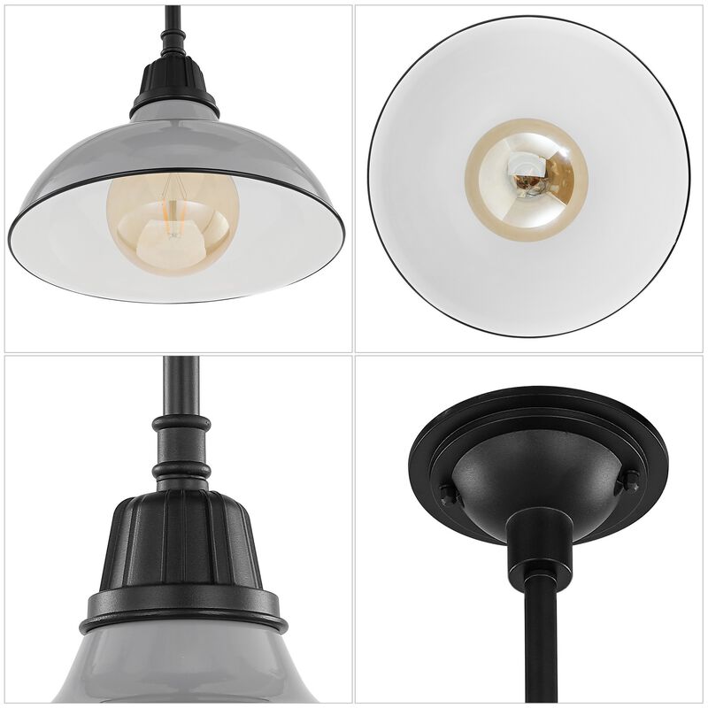 Jasper 12.25" 1-Light Farmhouse Industrial Indoor/Outdoor Iron LED Pendant