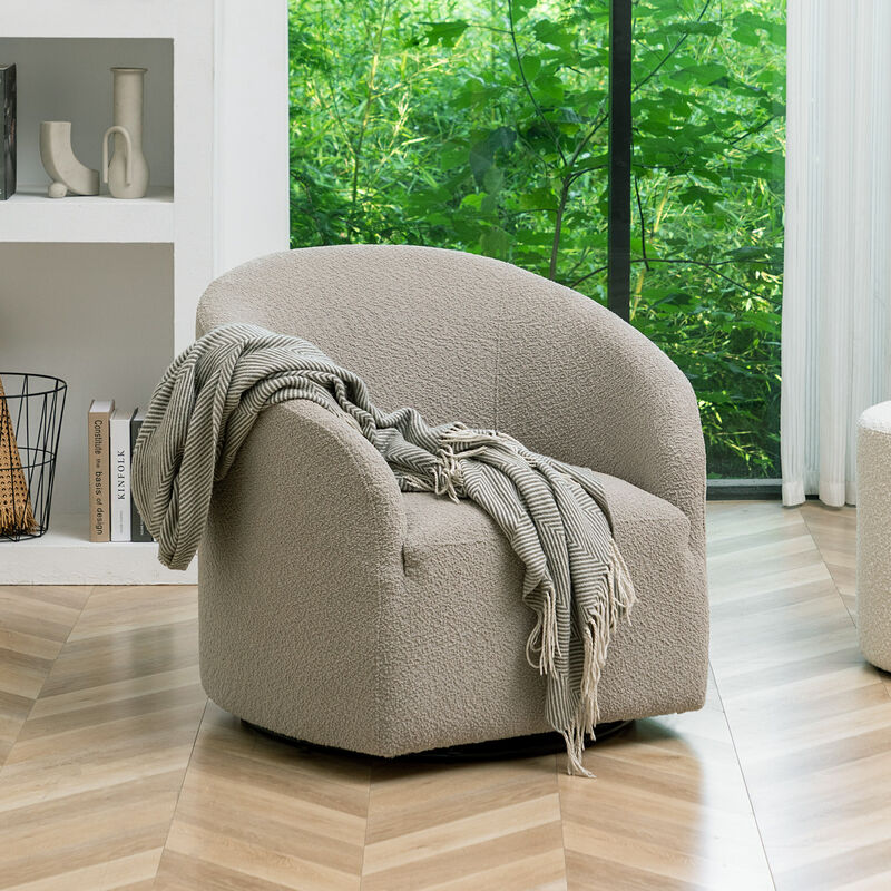 Ashlie Boucle Upholstered&nbsp;Swivel&nbsp;Barrel&nbsp;Armchair image number 6