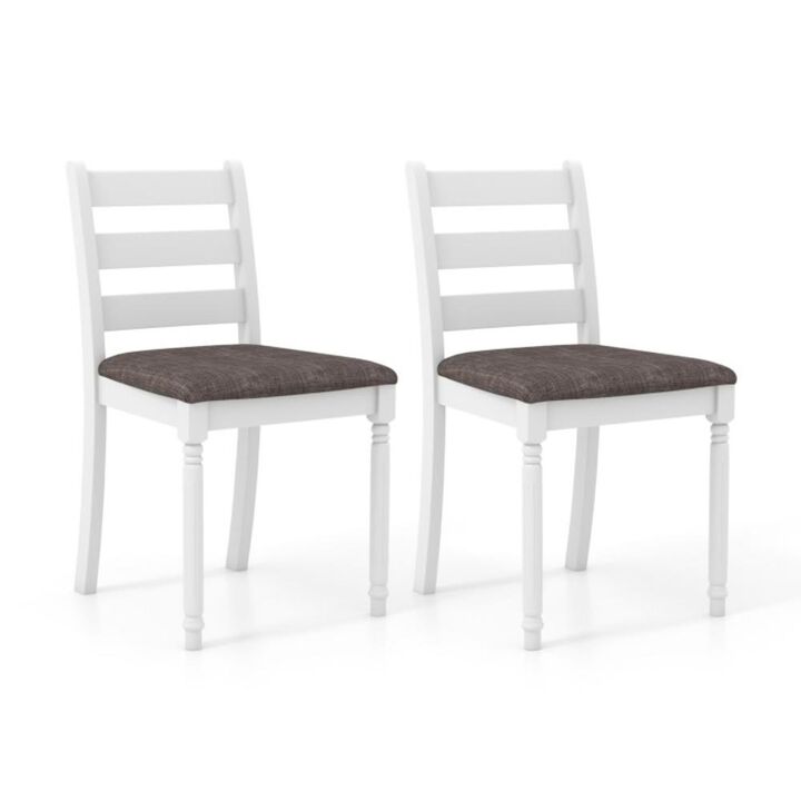 Hivvago Set of 2 Rubber Wood Dining Chairs with Upholstered Seat